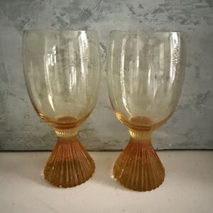 LENOX Buttercup Tempo Line Yellow Pattern 6 3/4" Water Goblet Glass Set